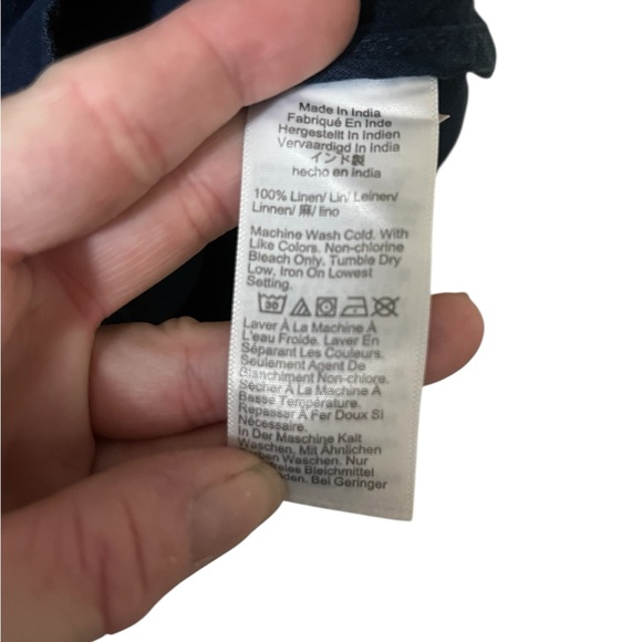 J. Crew Baird McNutt Irish linen navy relaxed fit button up shirt midi dress - Picture 13 of 14